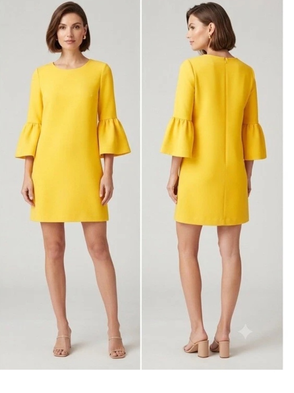 Zara Golden Yellow Bell-Sleeve Mini Dress